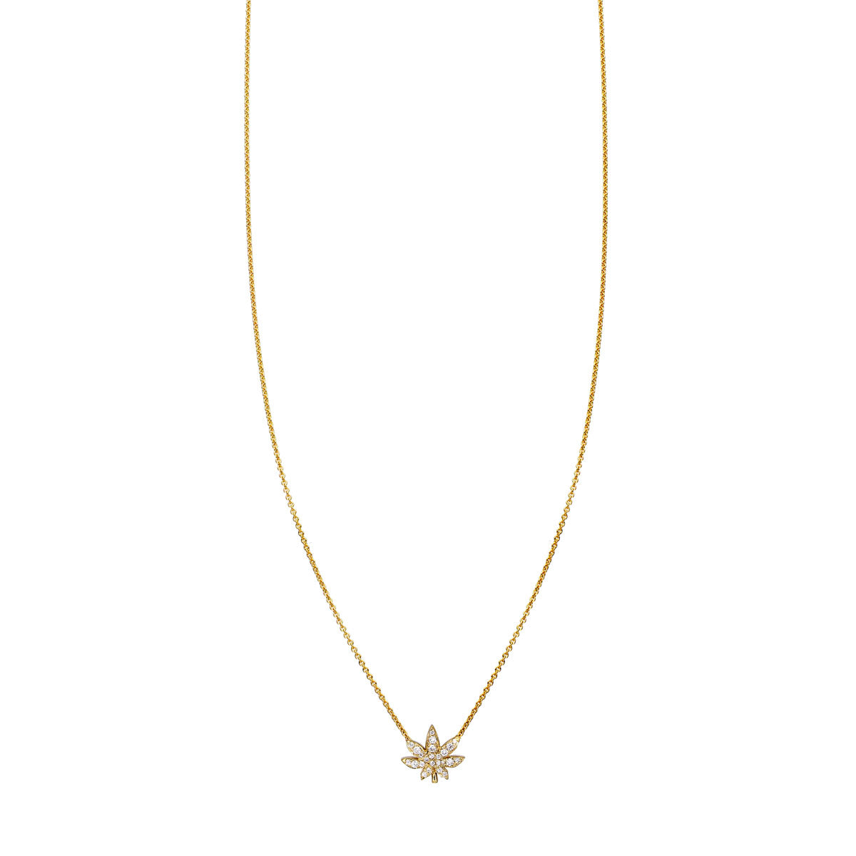 diamond gold pot leaf necklace