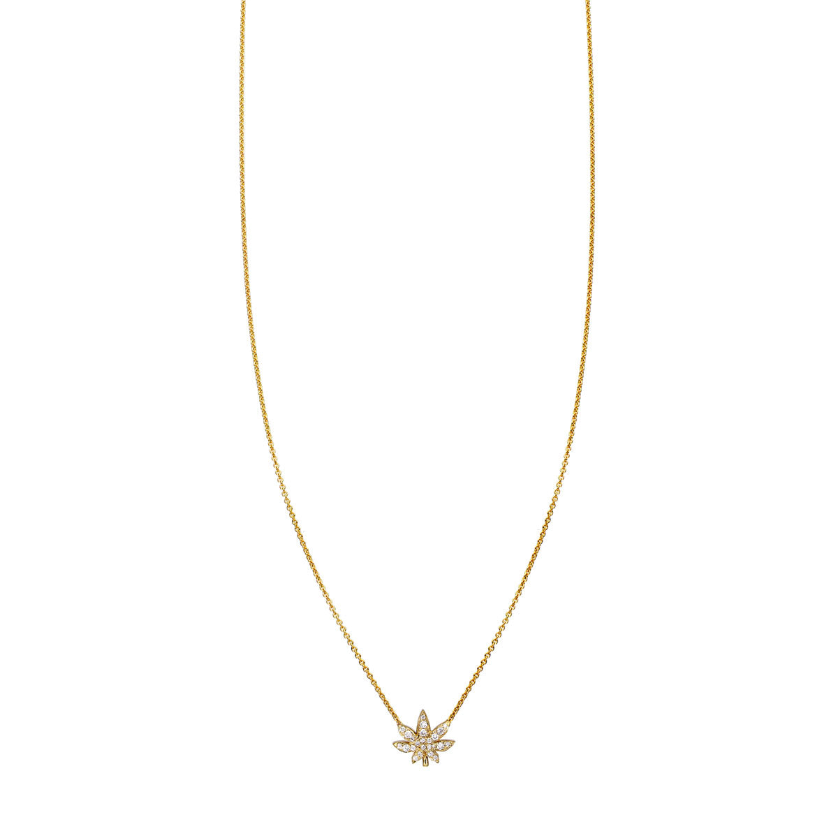 diamond gold pot leaf necklace