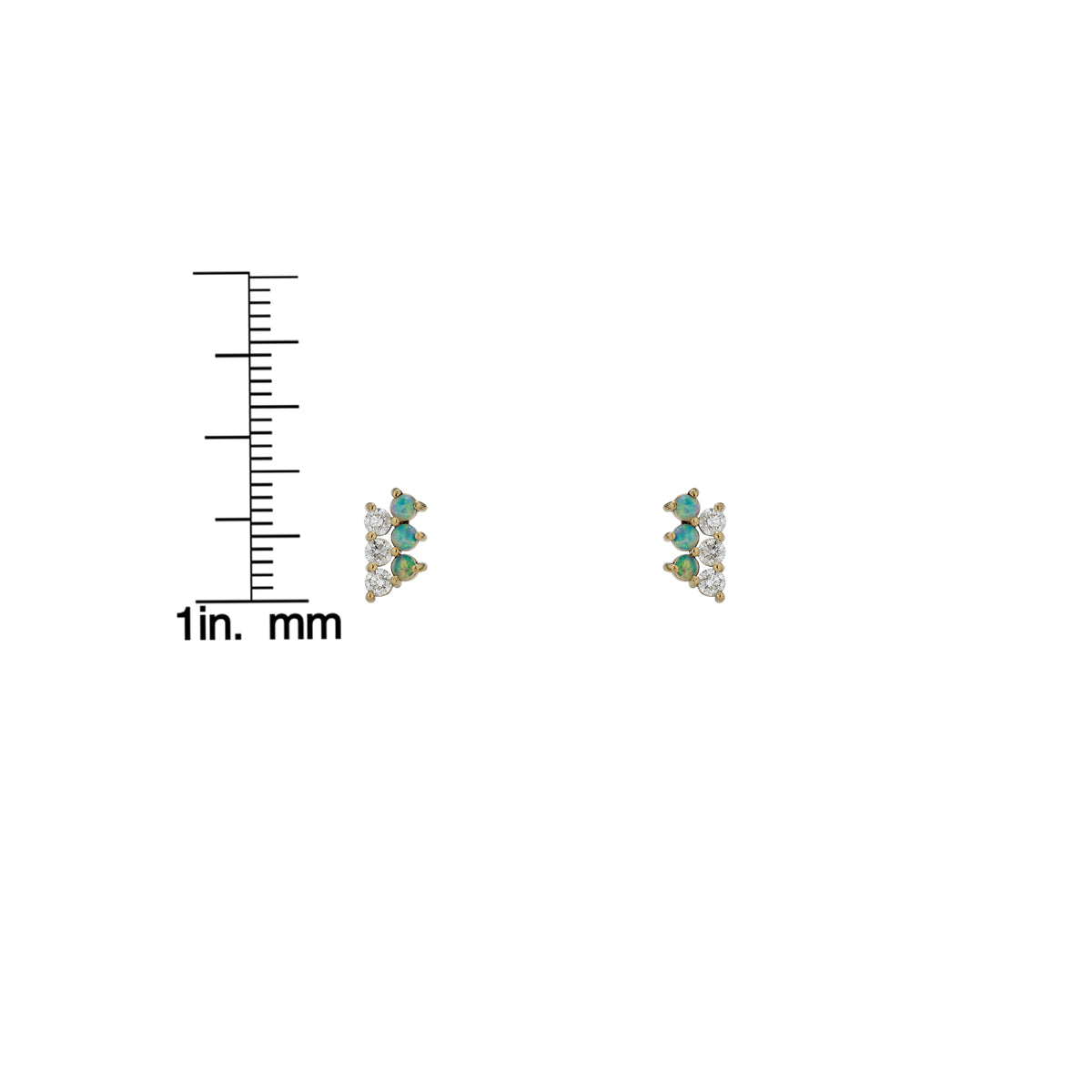 diamond opal small ladder stud earrings 1