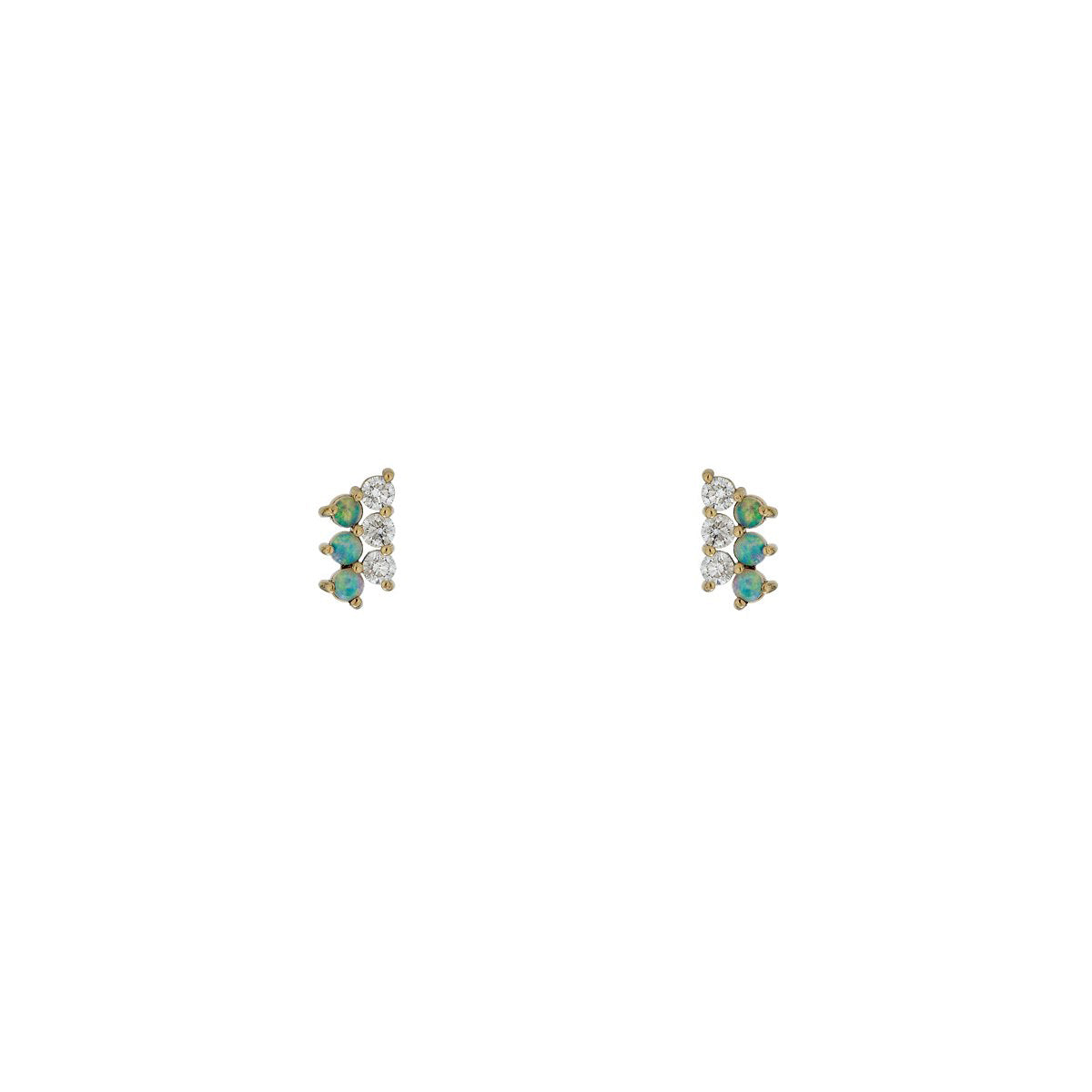 diamond opal small ladder stud earrings