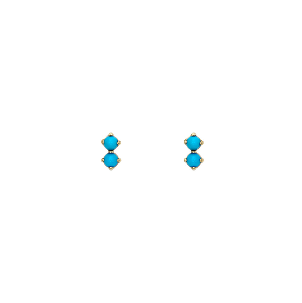 double bubble turquoise earrings PRE 506 14k