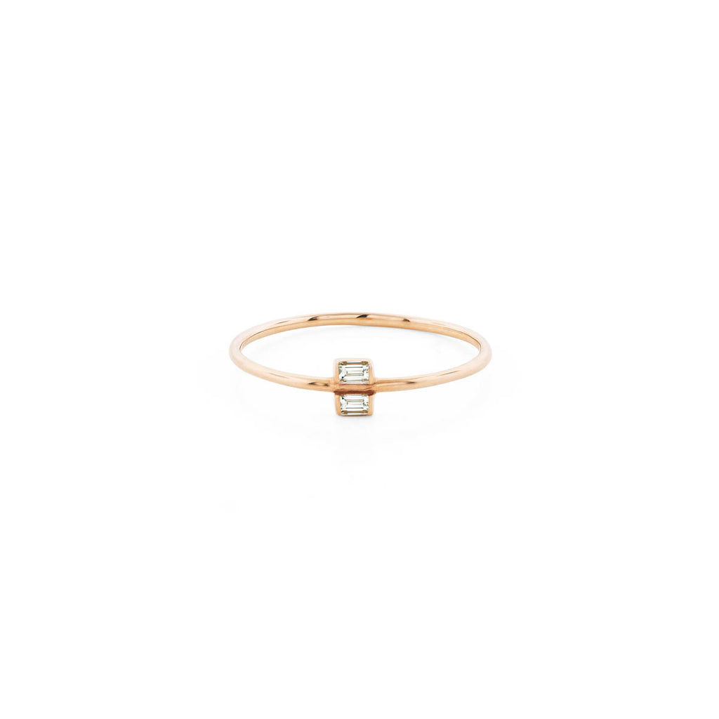 double emerald cut diamond gold ring PRR 096 WD