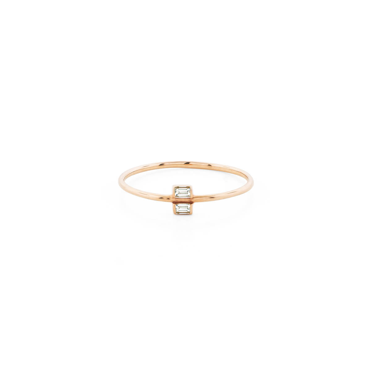 double emerald cut diamond gold ring PRR 096 WD