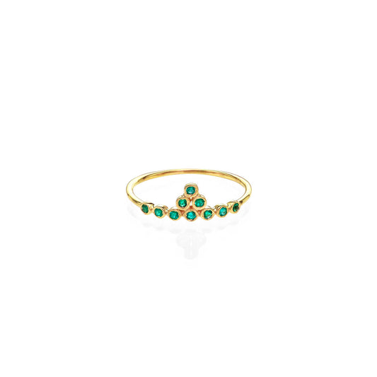 emerald gold tiara ring PRR073 EM