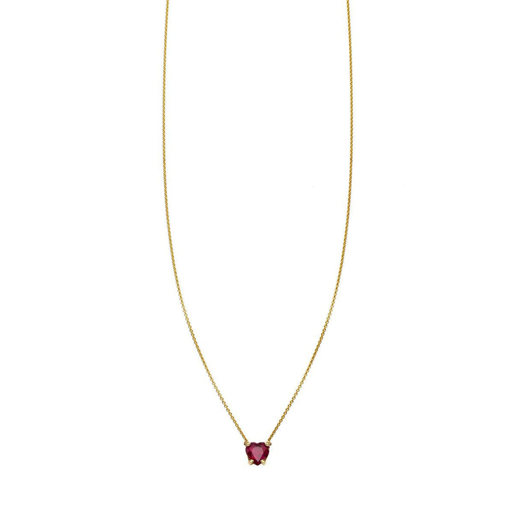 faceted ruby heart necklace PRN 006