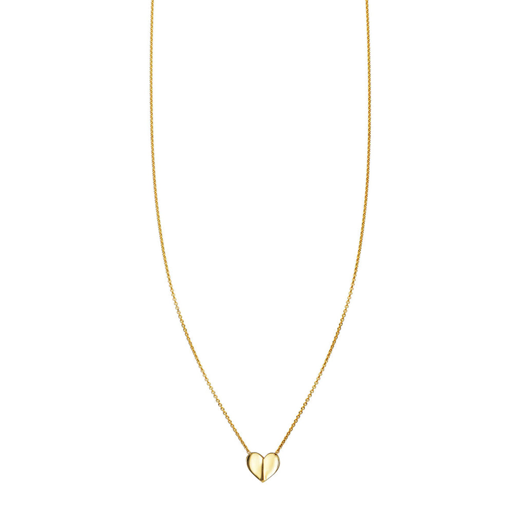 folded heart gold necklace prn 371 14k