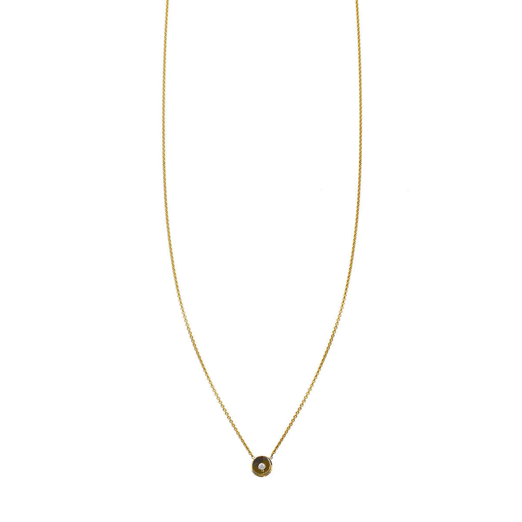 Gold diamond sun disk charm necklace - celestial inspired jewelry with sparkling rays