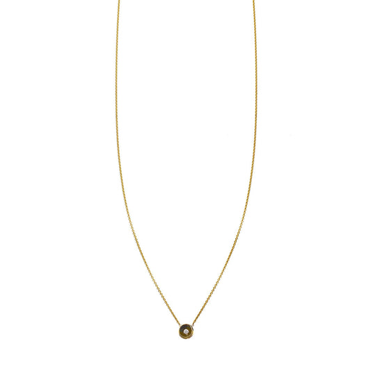 gold diamond sun disk charm necklace PRN 020