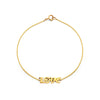 14k gold Old English 'Love' bracelet, handcrafted in NYC with modern script, 6.75-inch chain