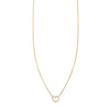 gold open heart diamond womens charm necklace PRN 022