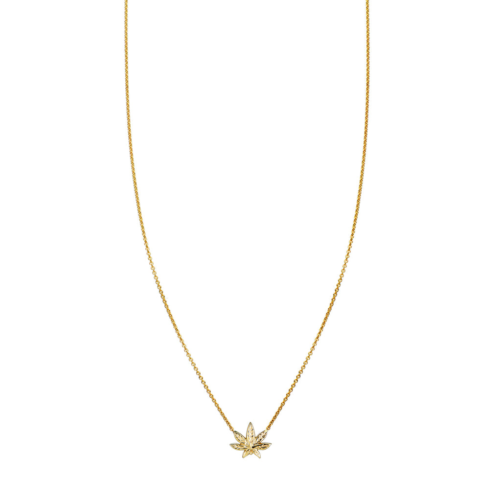 gold pot leaf necklace