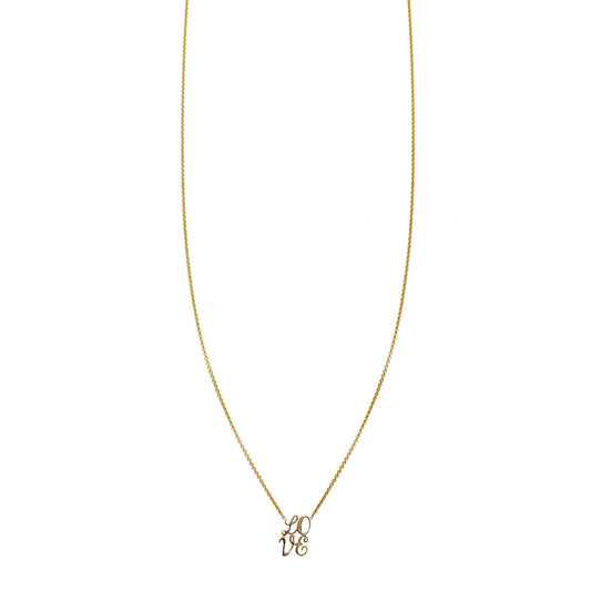 gold script love charm necklace PRN 018