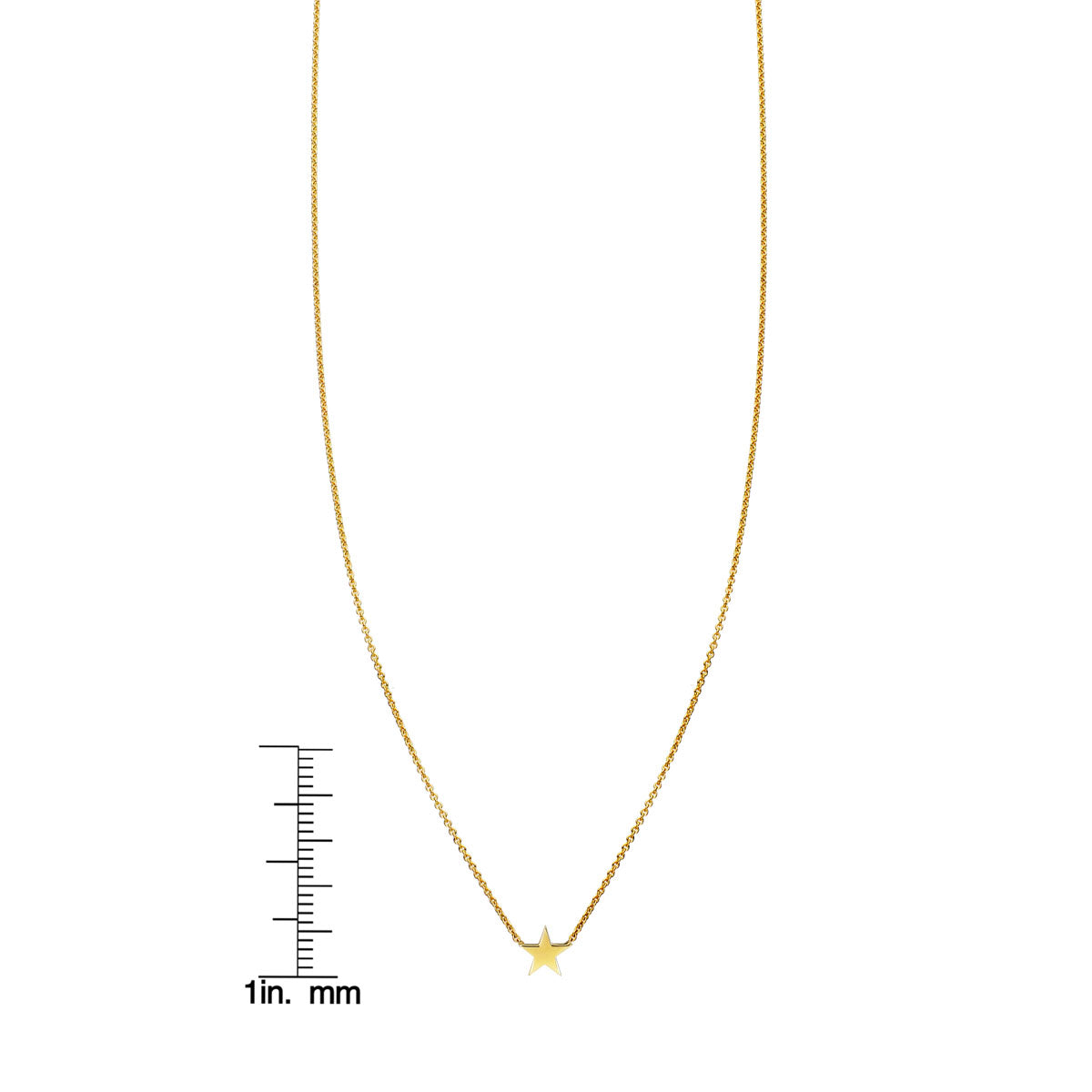 gold star necklace scale measurement