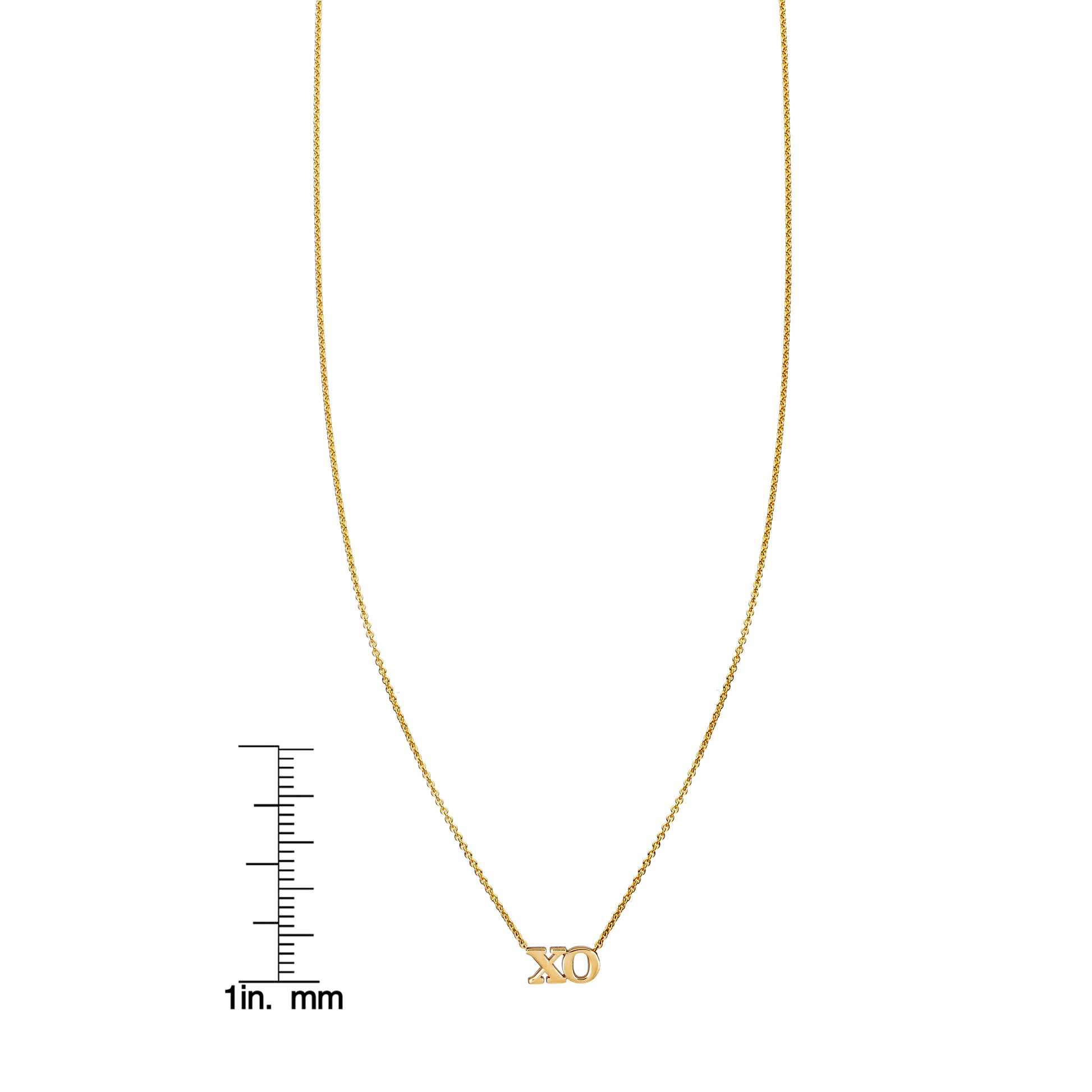 gold xo necklace with ruler