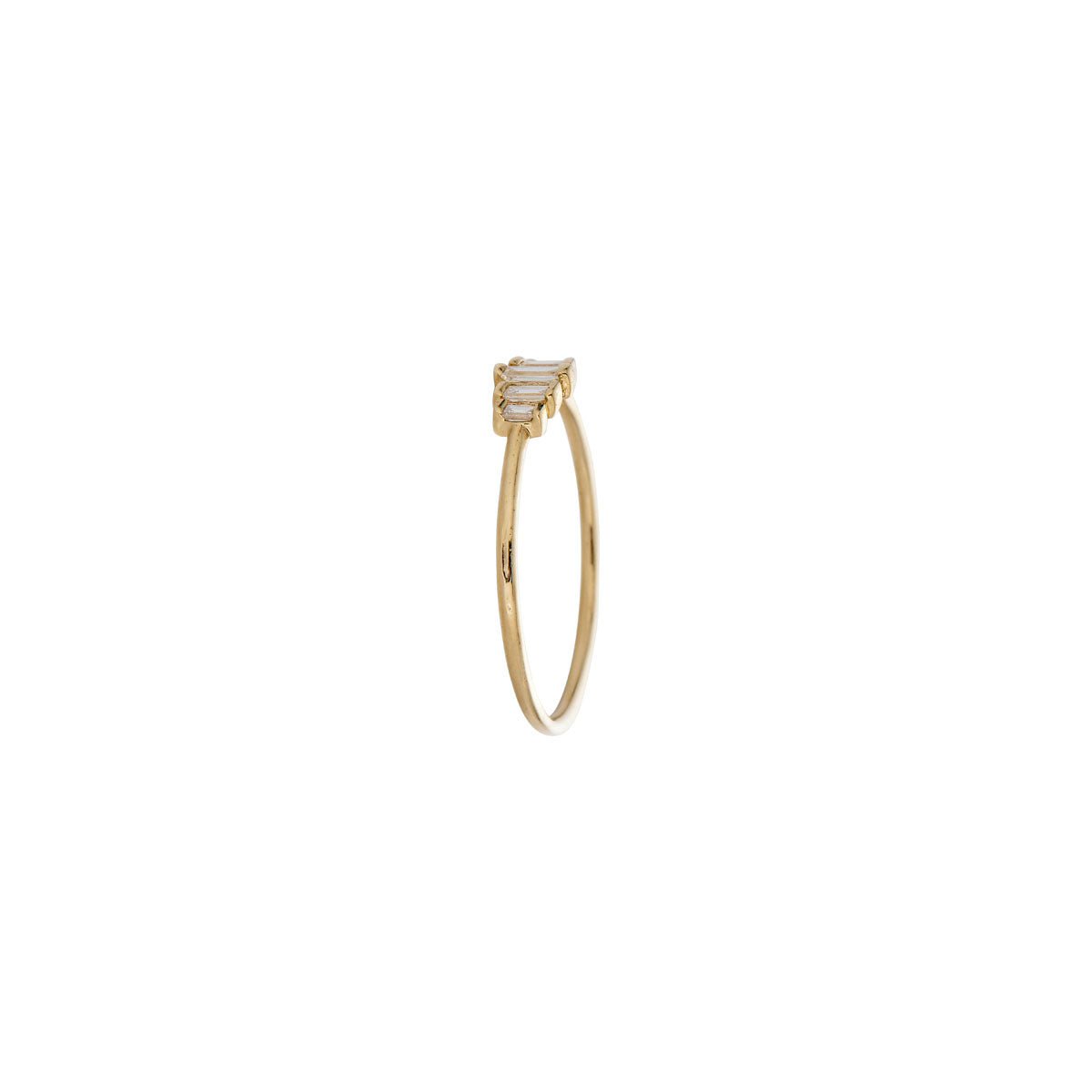 graduated diamond baguette gold ring side view