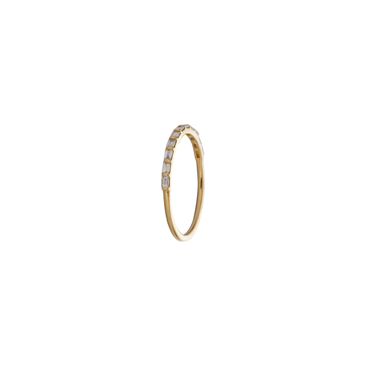 half eternity baguette gold ring side view