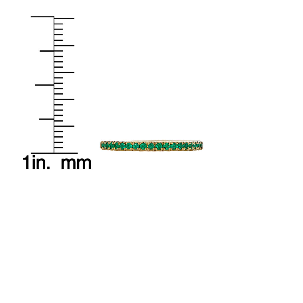 half eternity emerald gold band measurement