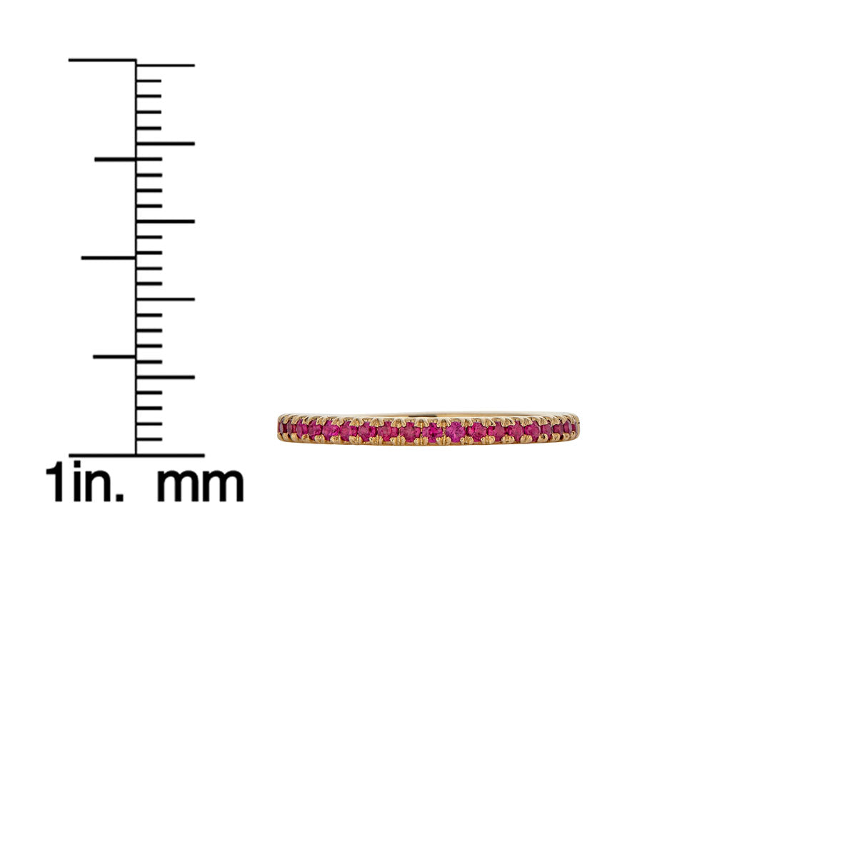 half eternity ruby gold band measurement