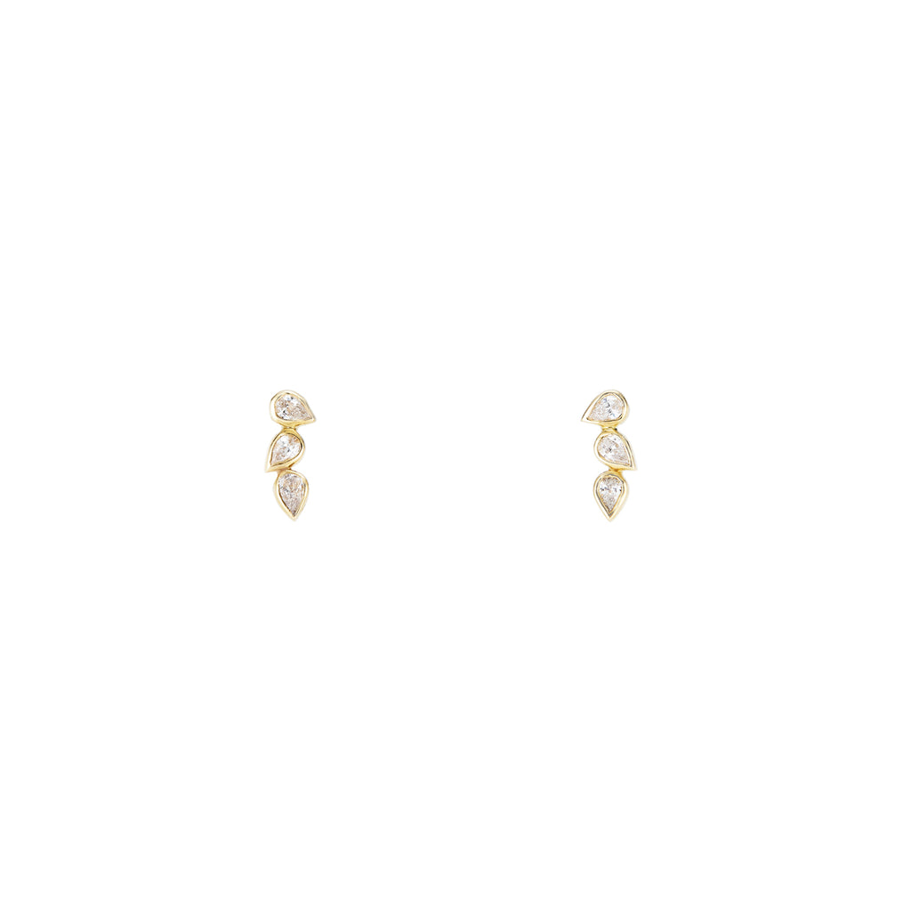 horizontal triple tear drop diamond earrings