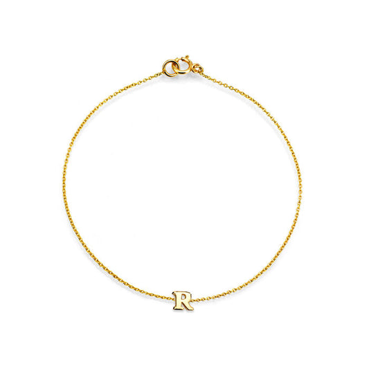 initial alphabet letter gold bracelet