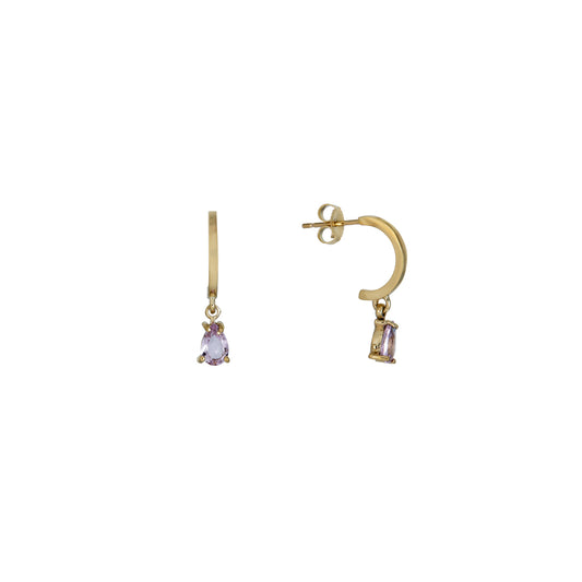 kunzite gold half hoop earring_1