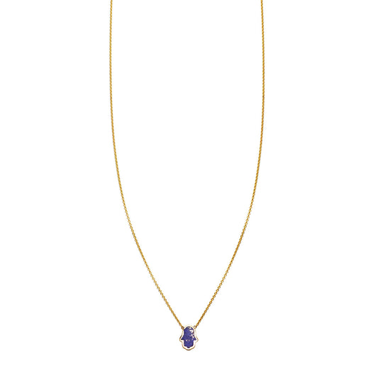 lapis lazuli inlaid hamsa hand necklace PRN 390 LAP