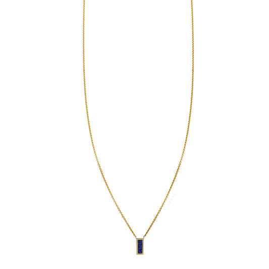 lapis lazuli inlaid tiny tag necklace PRN016 LAP