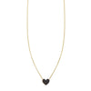 large black diamond folded heart necklace prn 401 bd