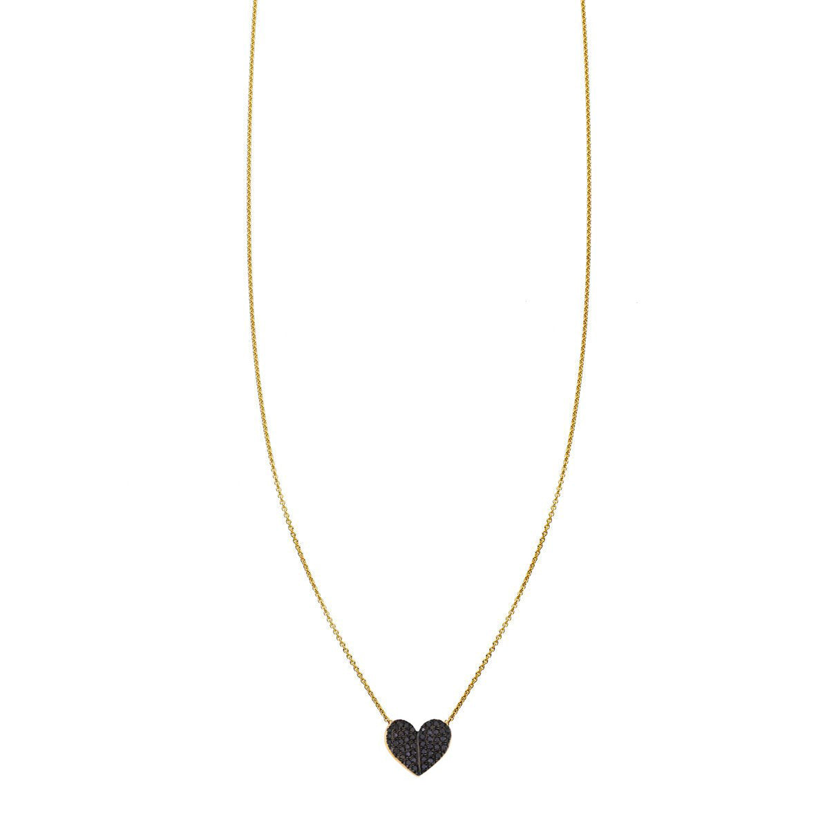 large black diamond folded heart necklace prn 401 bd