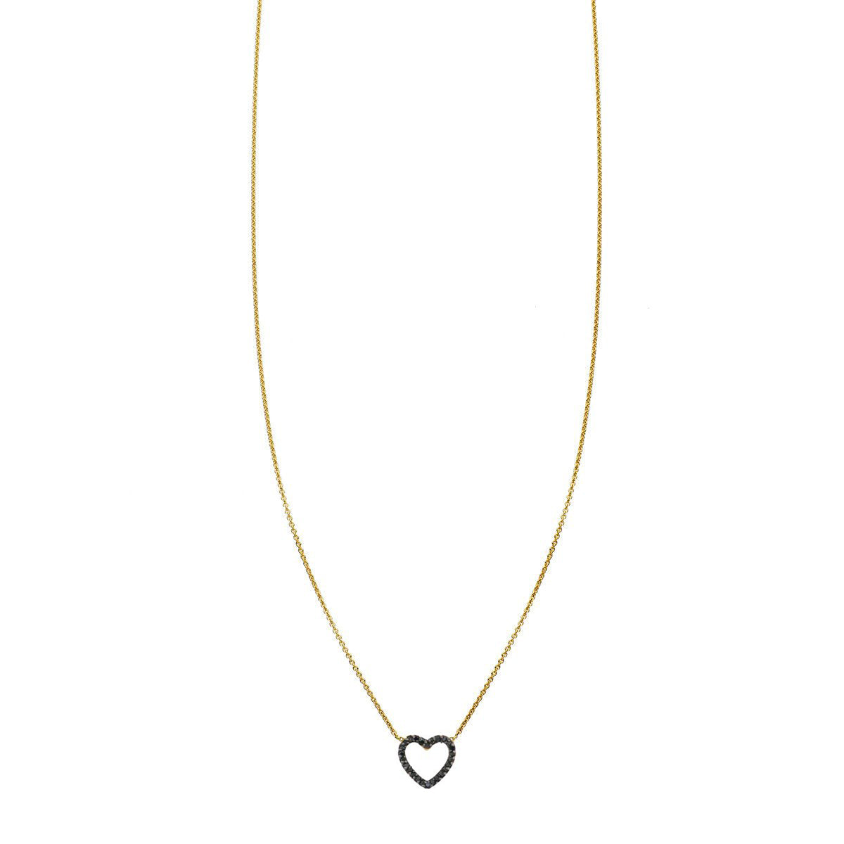 large black diamond open heart necklace prn 223 bd