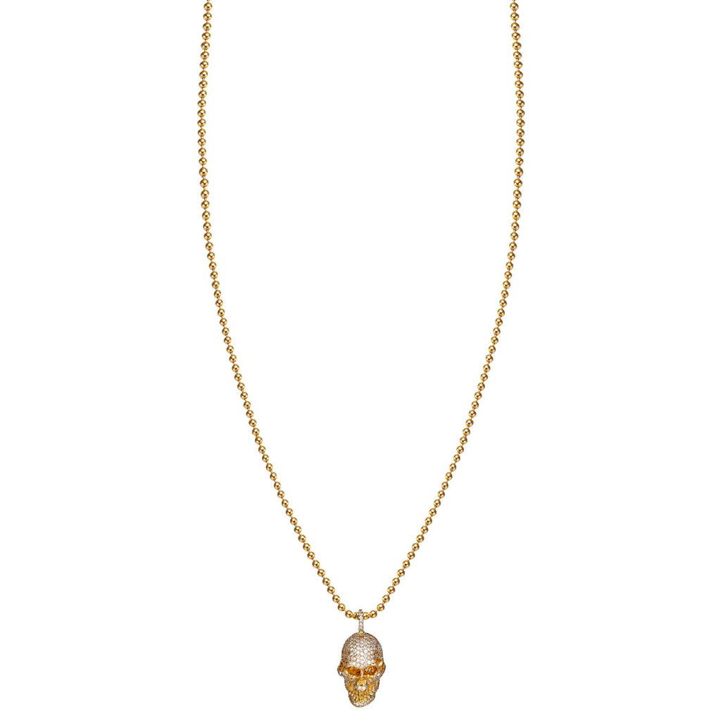 large diamond skull gold necklace