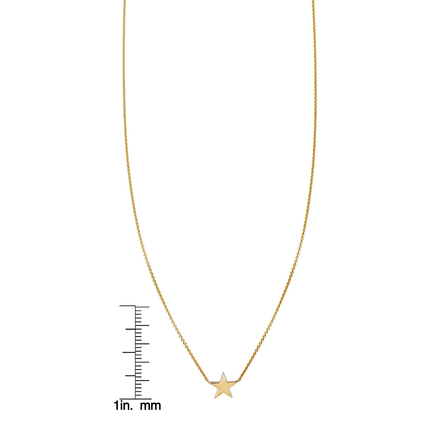 large gold star necklace with ruler