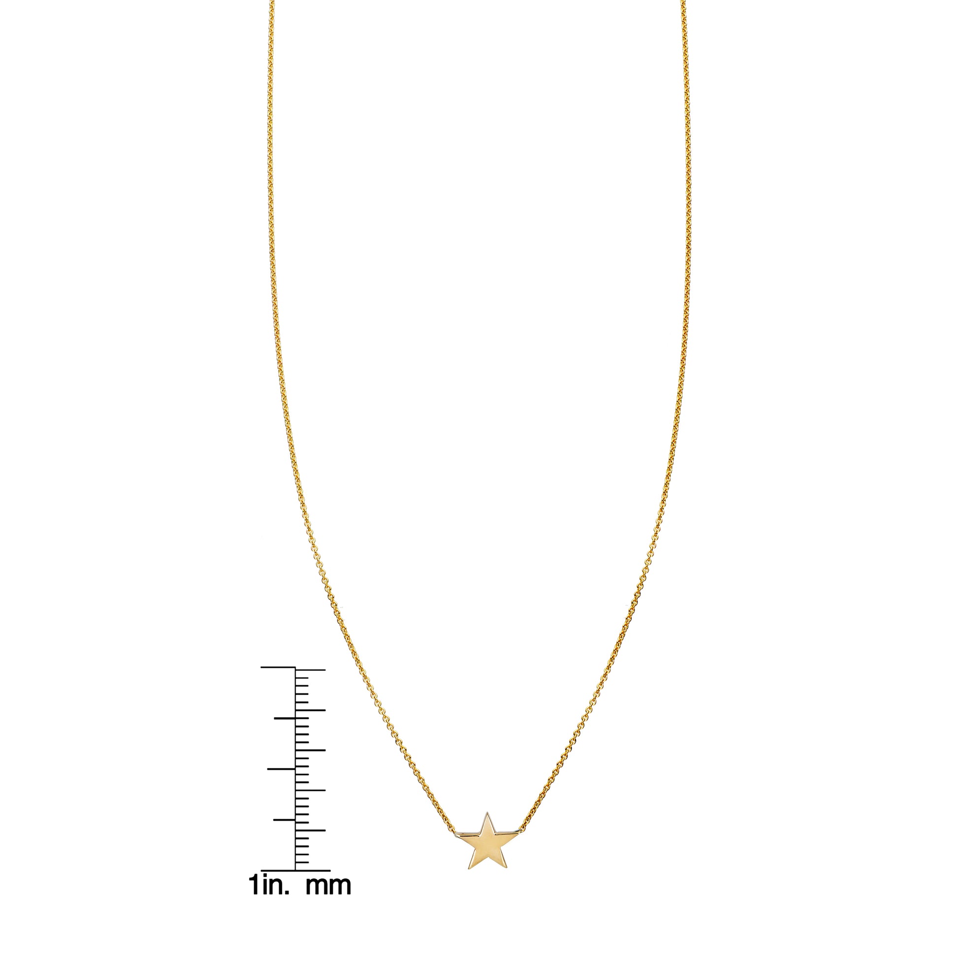 large gold star necklace with ruler