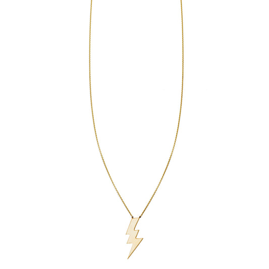 large lightning bolt charm plain petite necklace PRN 259 L 14KY