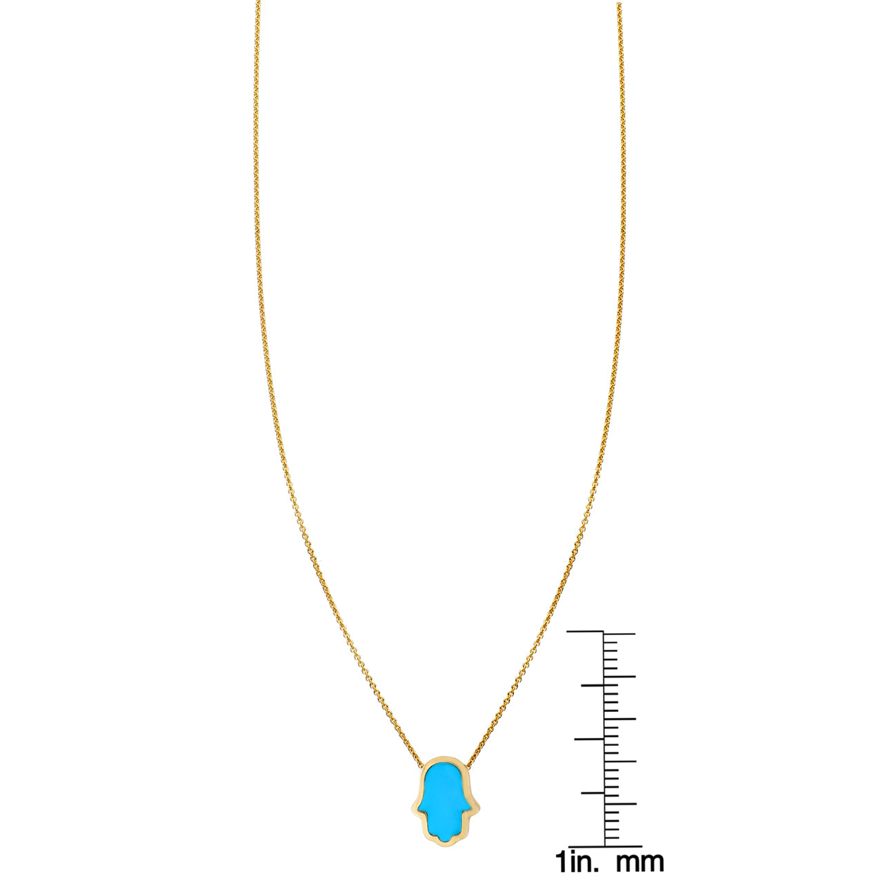 large turquoise inlaid hamsa hand necklace PRN032_1