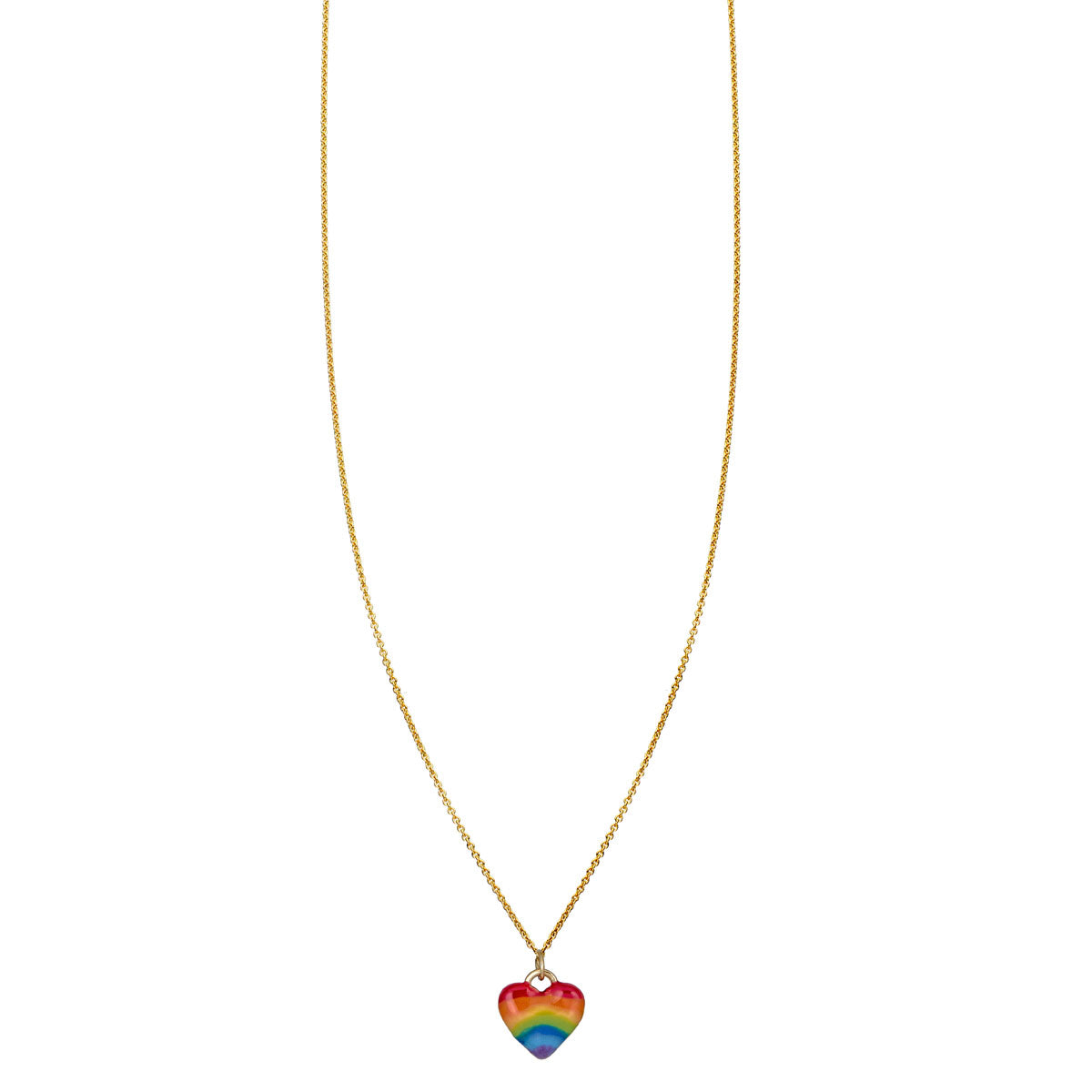 limited edition large enamel gold rainbow heart necklace