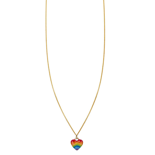 limited edition large enamel gold rainbow heart necklace