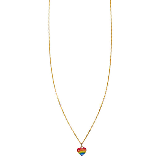 limited edition petite enamel gold rainbow heart necklace