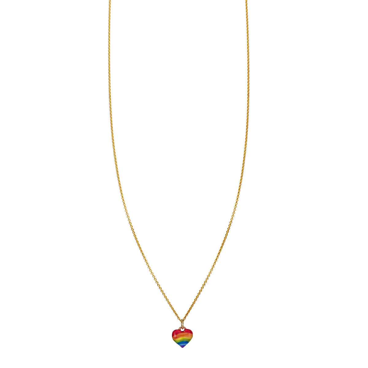 limited edition petite enamel gold rainbow heart necklace