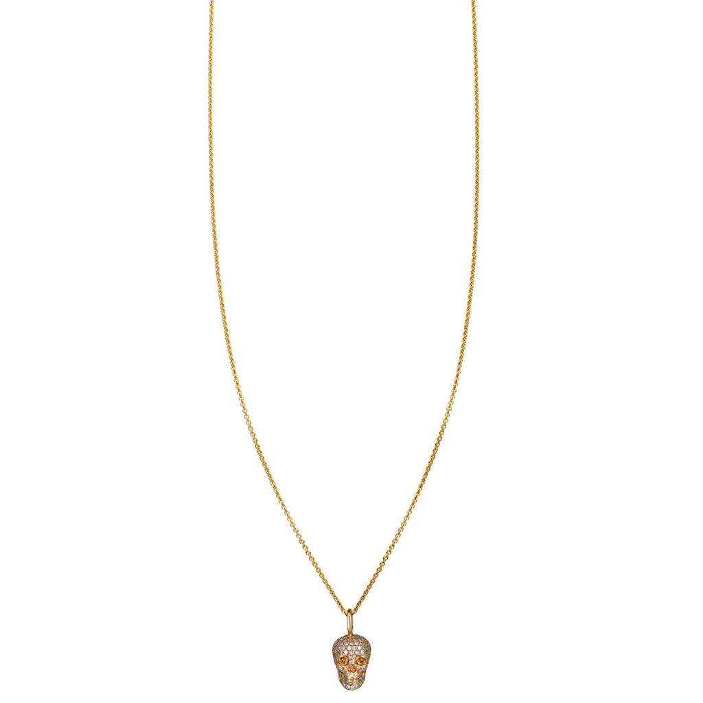 medium diamond skull gold necklace