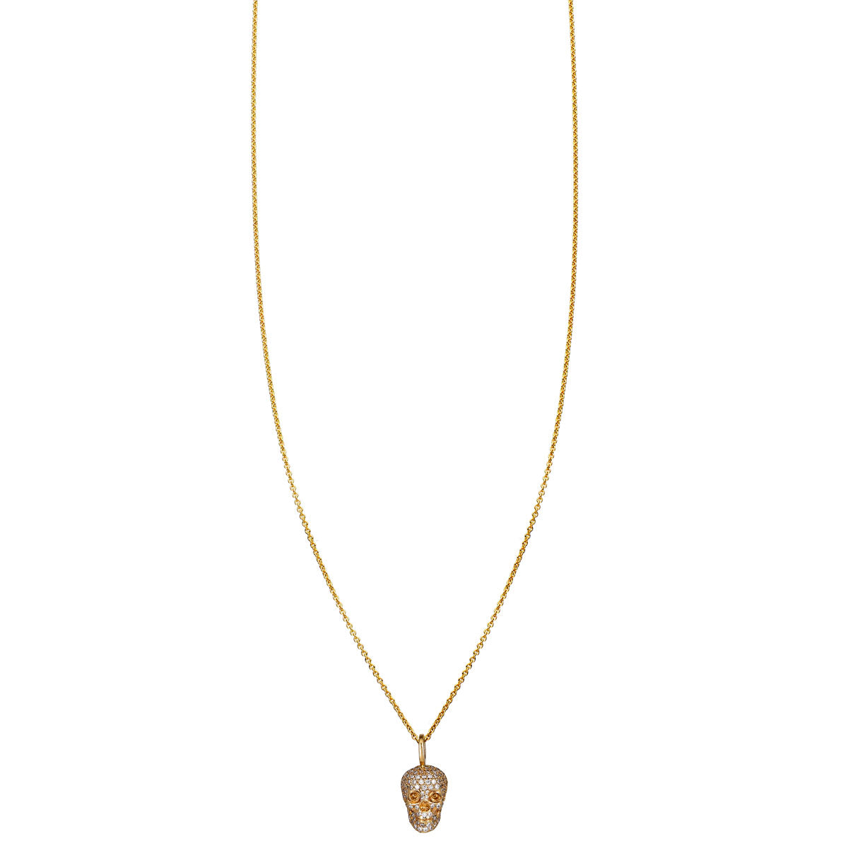 medium diamond skull gold necklace