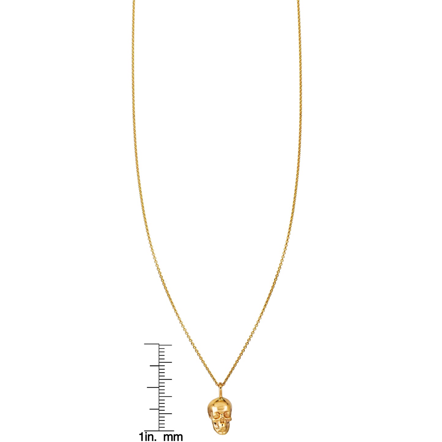 medium gold skull necklace with ruler