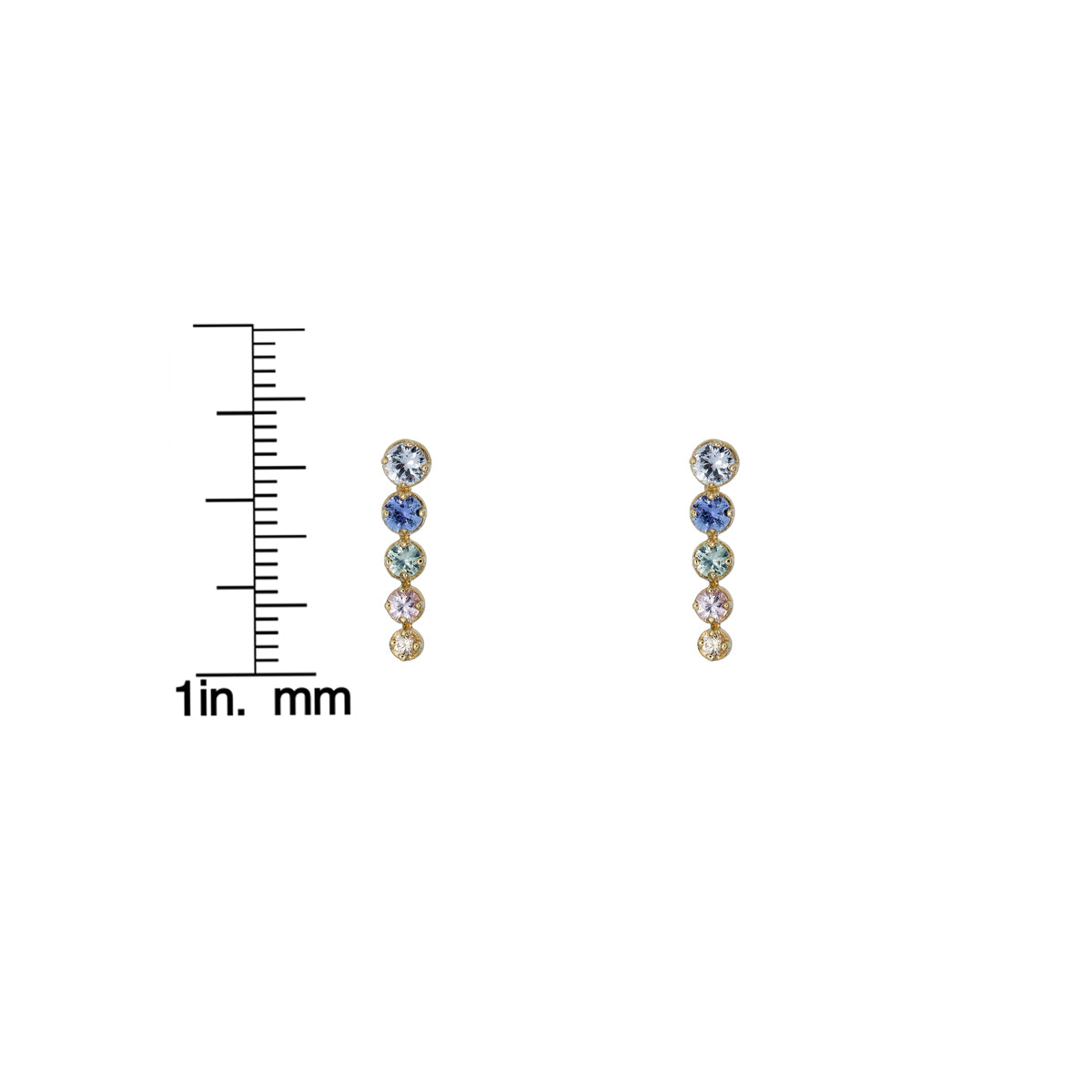multicolor sapphire line pendulum earrings 1