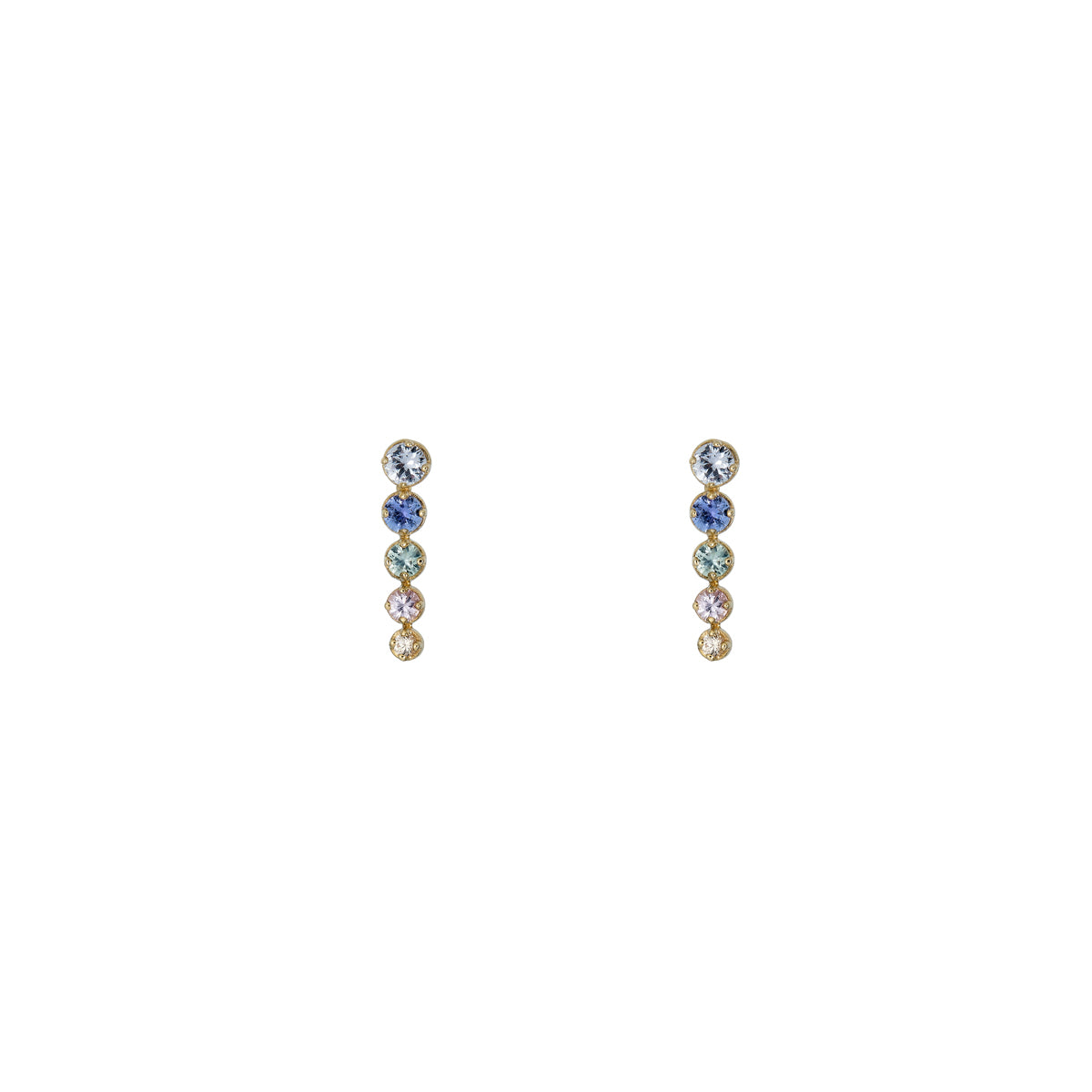 multicolor sapphire line pendulum earrings