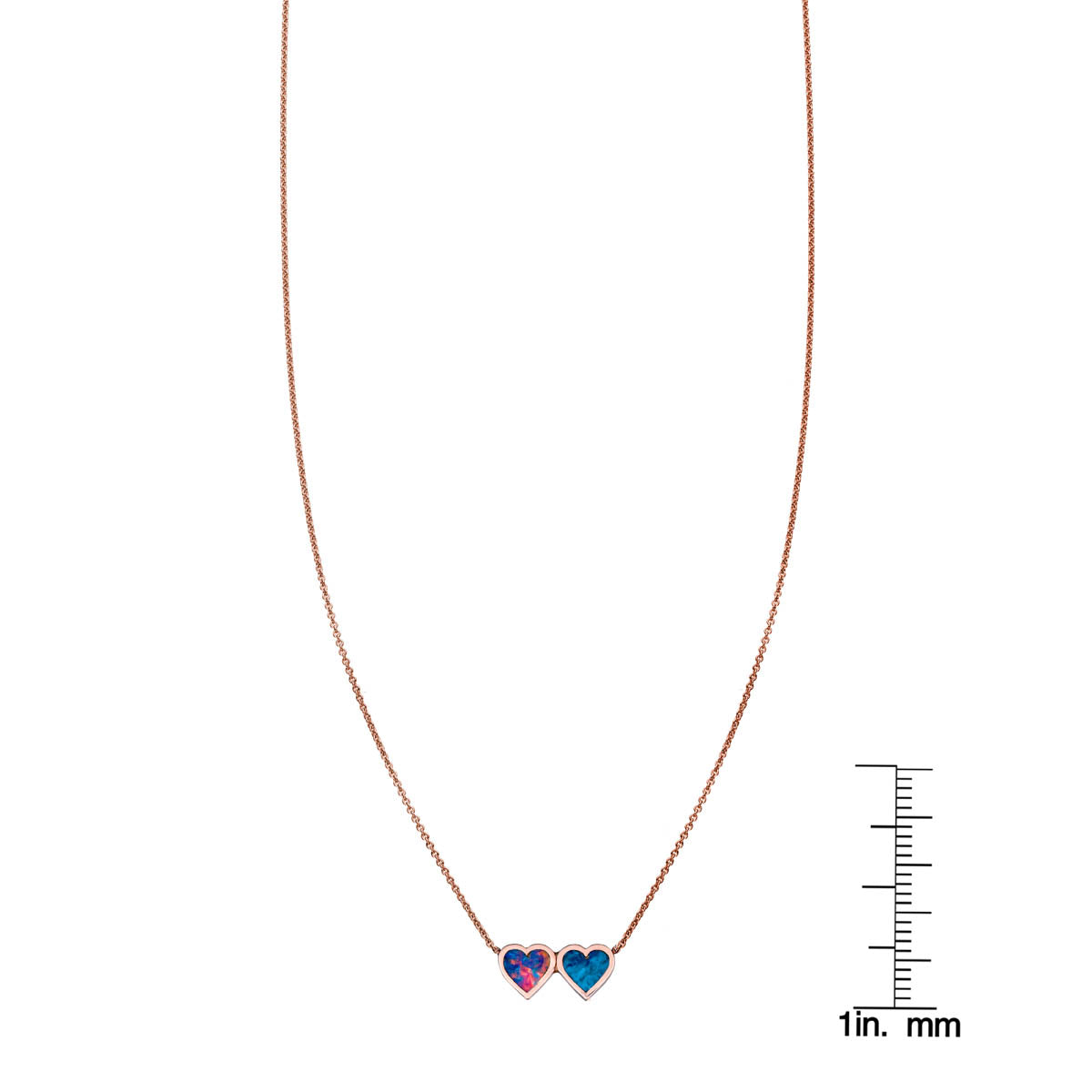 opal _ chrysocolla double heart necklace with ruler