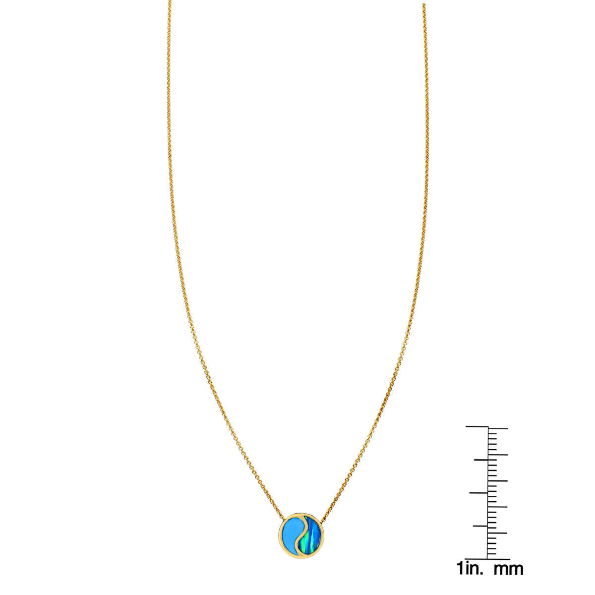opal _ turquoise yin yang necklace with ruler