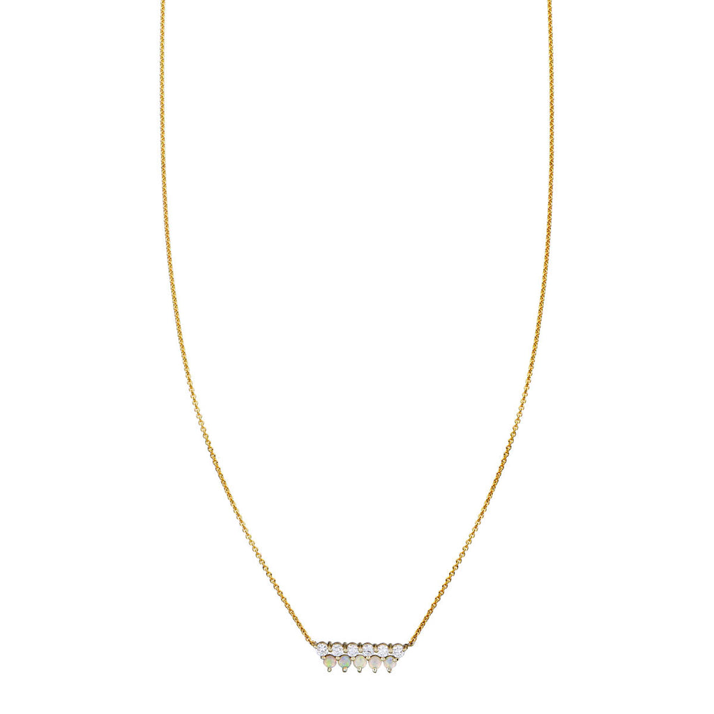 opal diamond double bar necklace PRN 527 OP