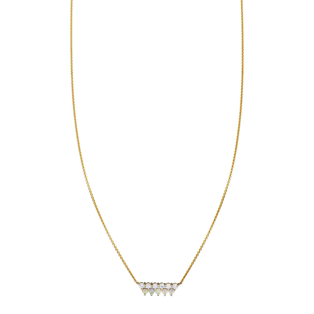 opal diamond double bar necklace PRN 527 OP