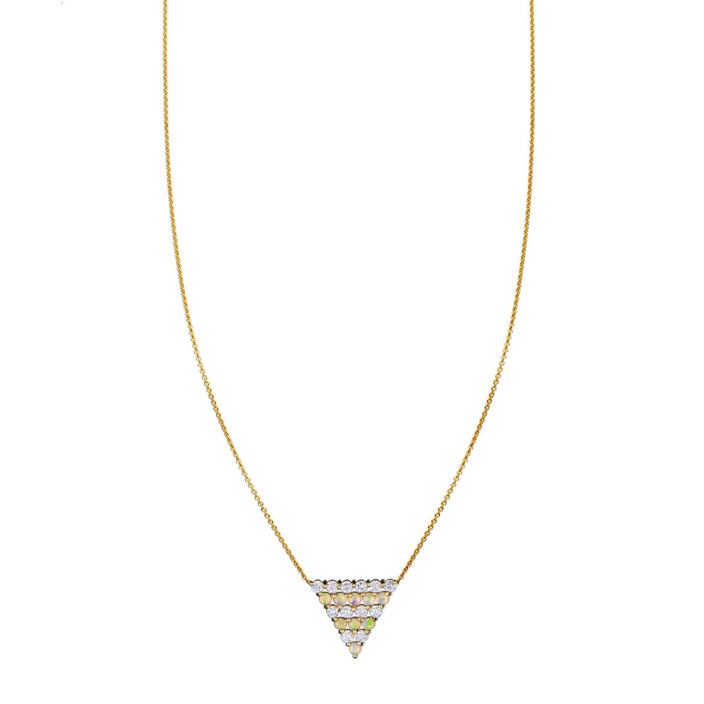 opal diamond triangle pendant necklace PRN 526 OP