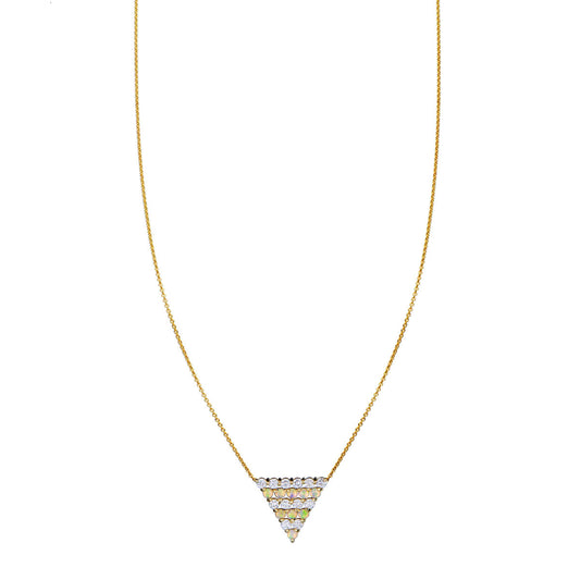 opal diamond triangle pendant necklace PRN 526 OP